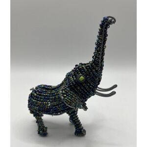 Twisted Wire Beaded Elephant Art - 5x4.5 in